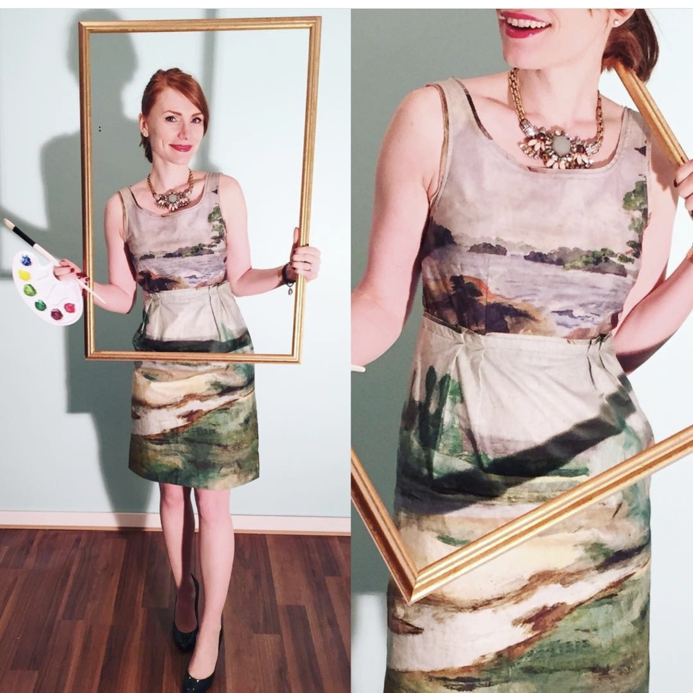 Artist's Rendering Landscape Watercolor Dress